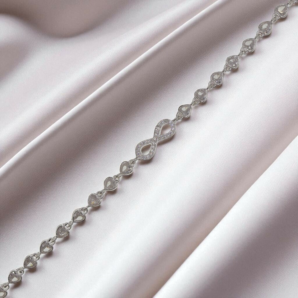 Pulso De Infinito Con Corazones De Plata .925 21 cm