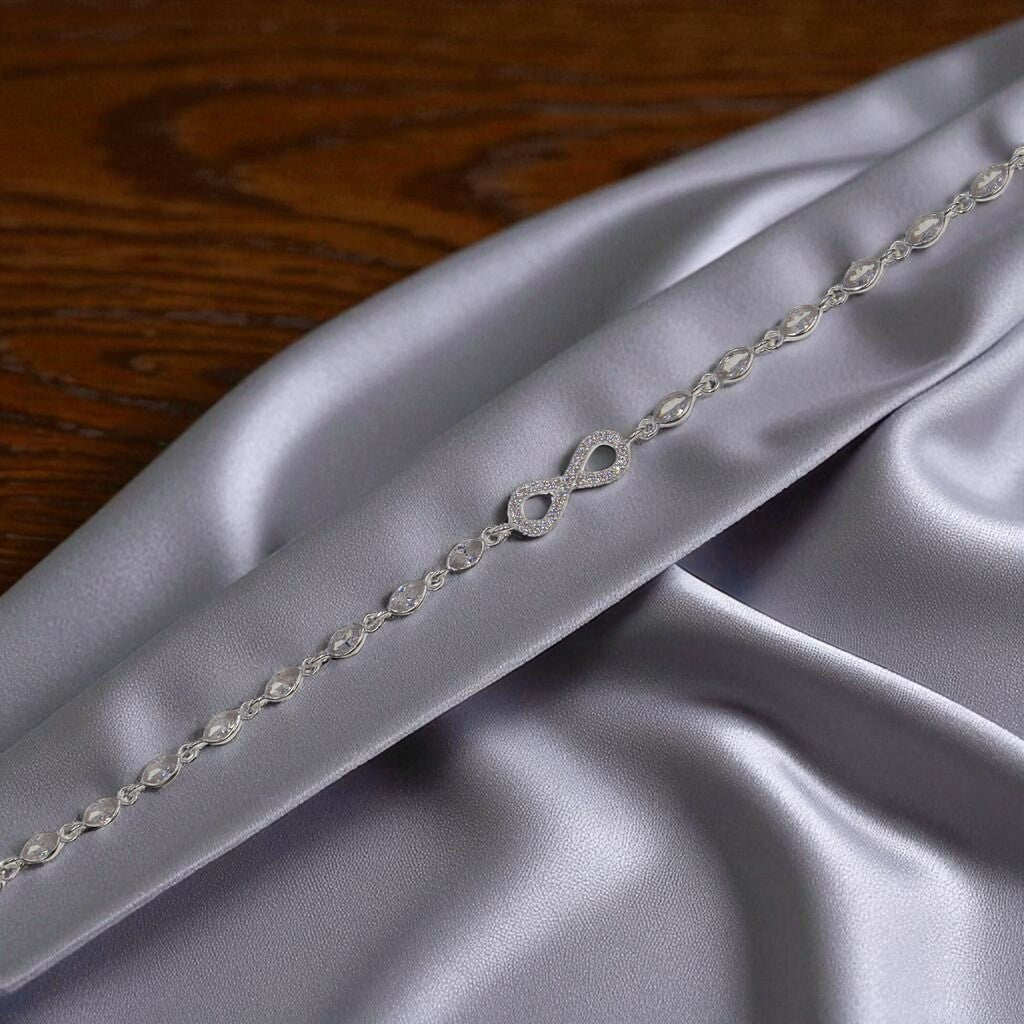 Pulso Infinito Con Ovalos De Plata .925 21 cm
