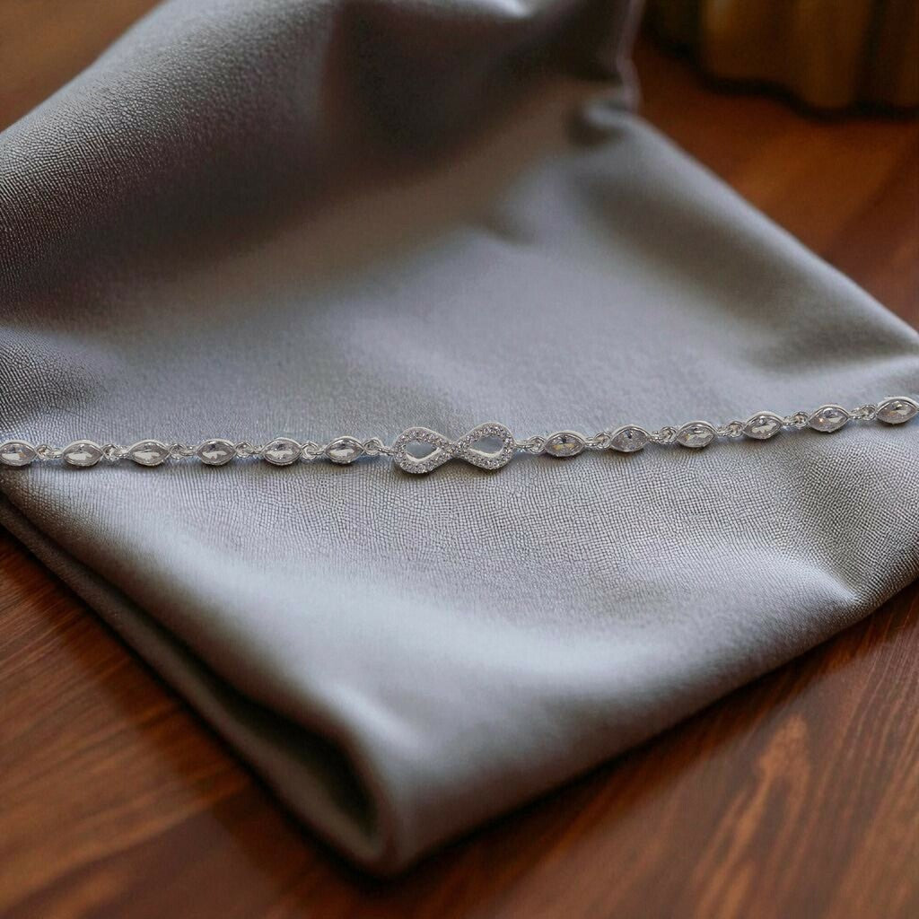 Pulso Infinito Con Ovalos De Plata .925 21 cm