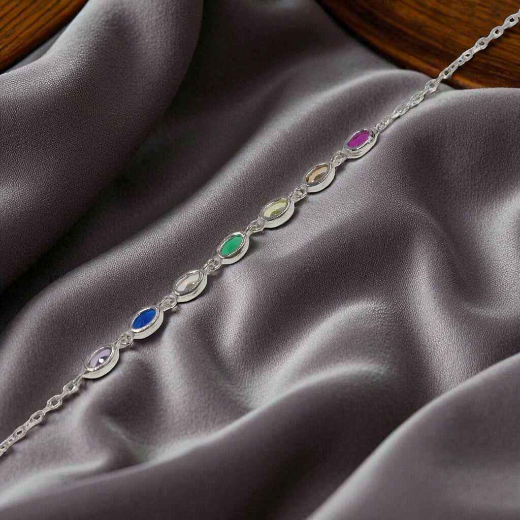 Pulso Multicolor De Plata .925 21 cm