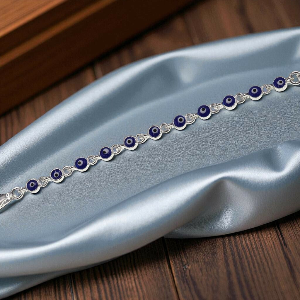 Pulso Ojo Turco Azul De Plata .925 20.5 cm