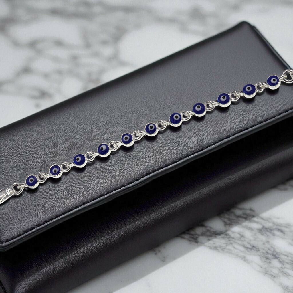 Pulso Ojo Turco Azul De Plata .925 20.5 cm