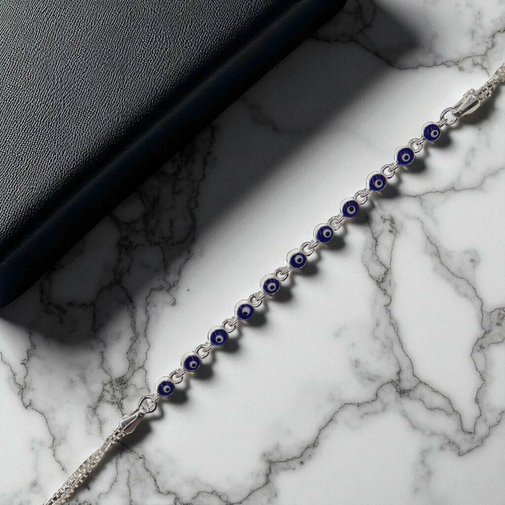 Pulso Ojo Turco Azul De Plata .925 20.5 cm