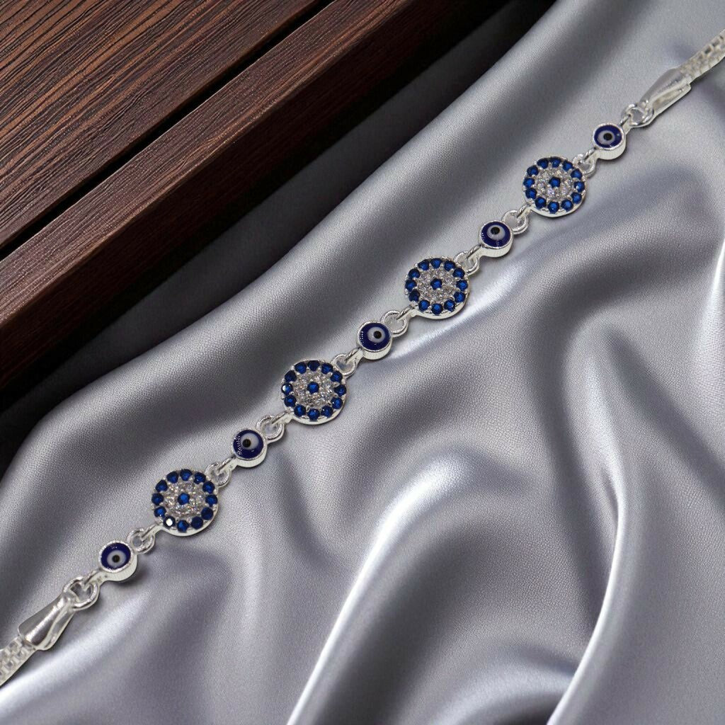 Pulso Ojo Turco Con Circonia De Plata .925 21.5 cm