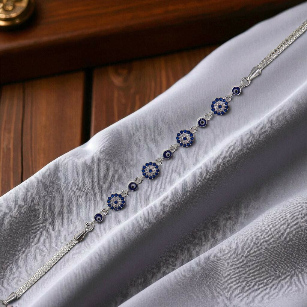 Pulso Ojo Turco Con Circonia De Plata .925 21.5 cm
