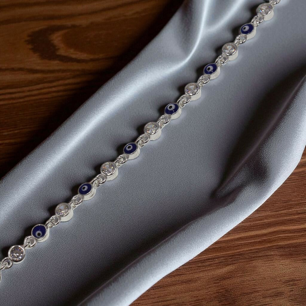 Pulso Ojo Turco con Círculo Blanco De Plata .925 20.5 cm