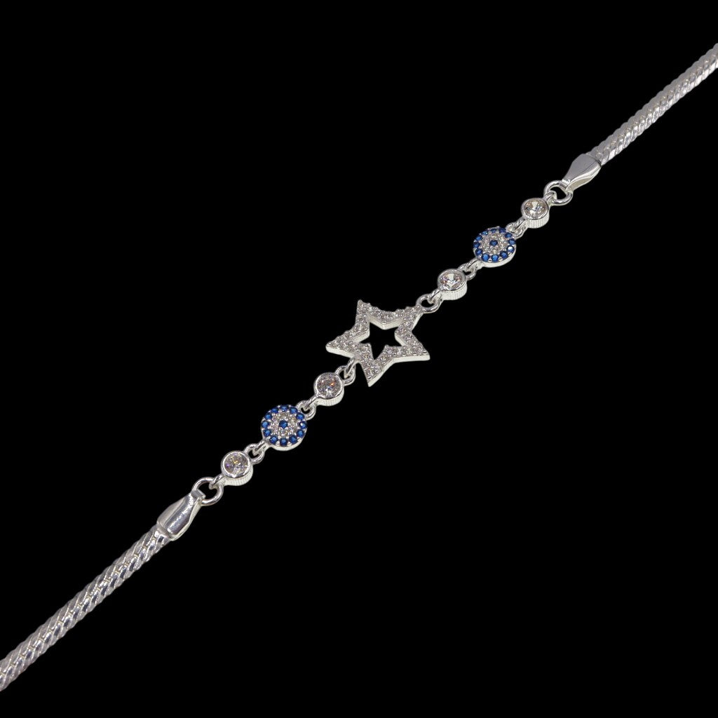 Pulso Ojo Turco Con Estrella De Plata .925 21 cm