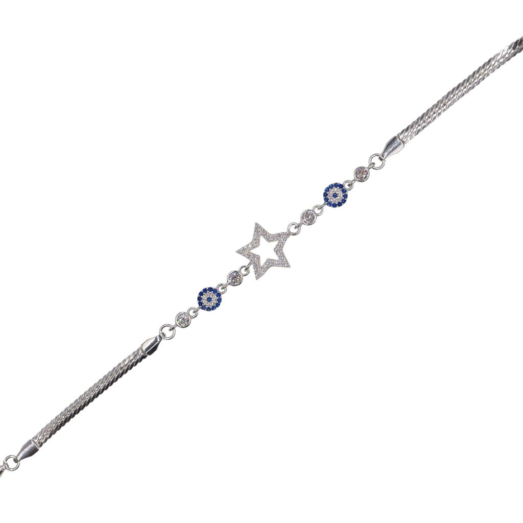 Pulso Ojo Turco Con Estrella De Plata .925 21 cm