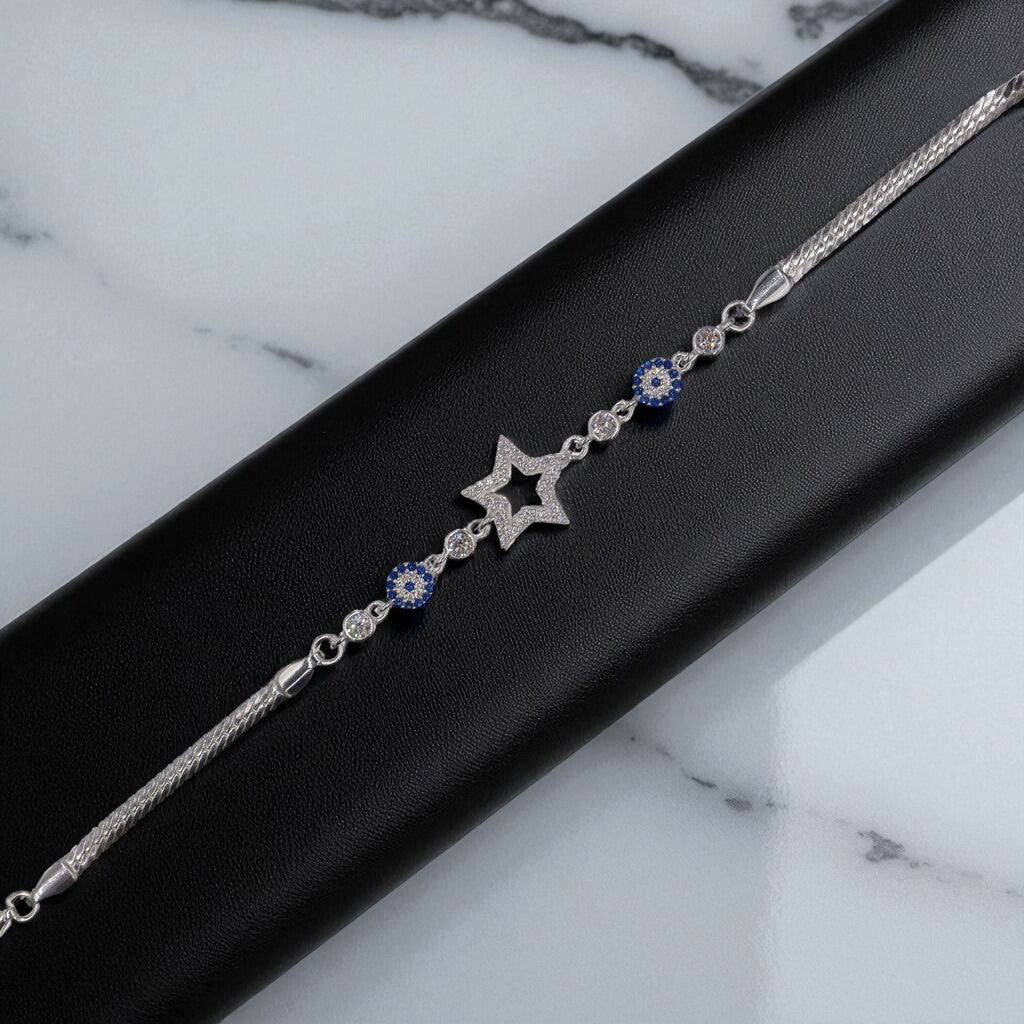 Pulso Ojo Turco Con Estrella De Plata .925 21 cm