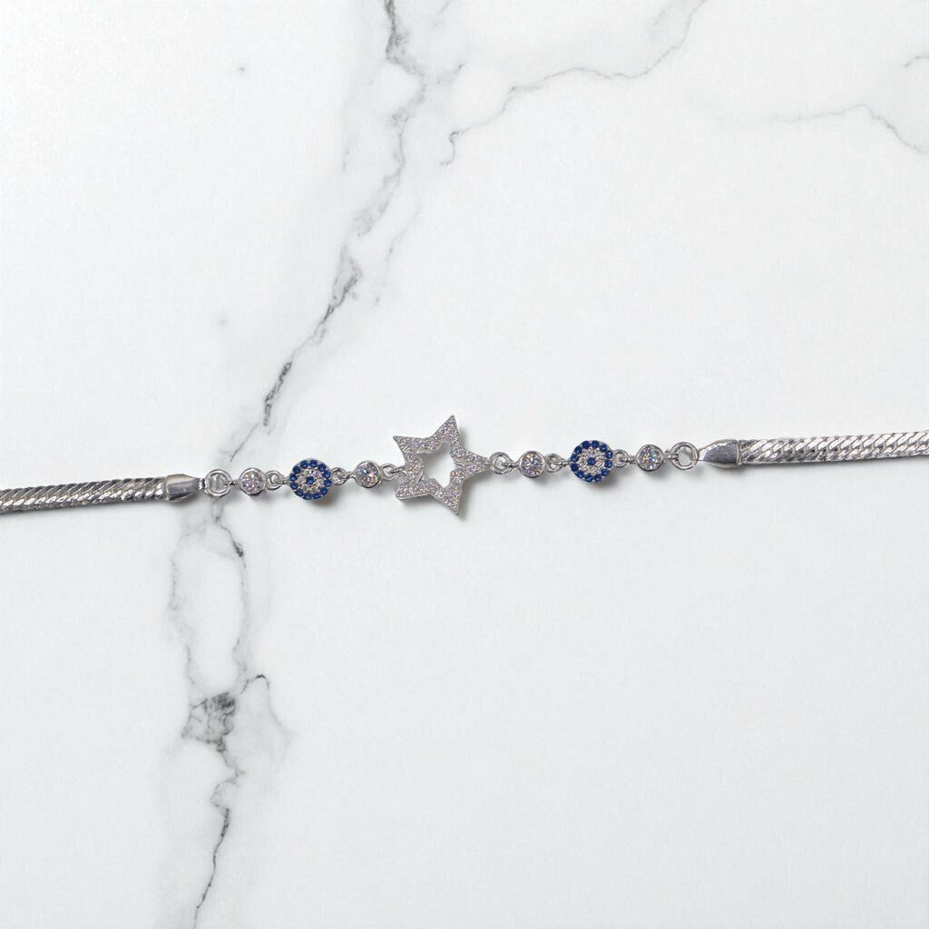 Pulso Ojo Turco Con Estrella De Plata .925 21 cm