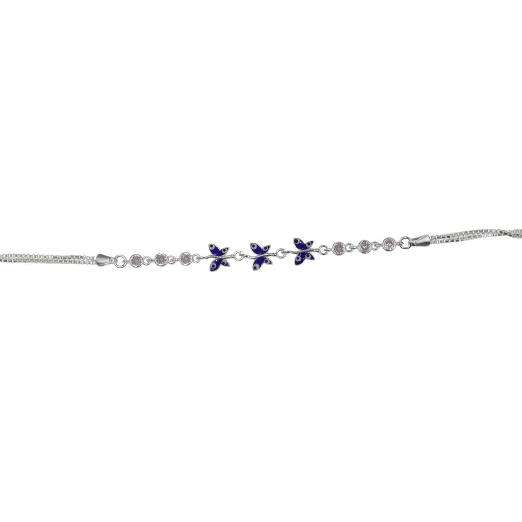 Pulso Ojo Turco Mariposas De Plata .925 21.5 cm