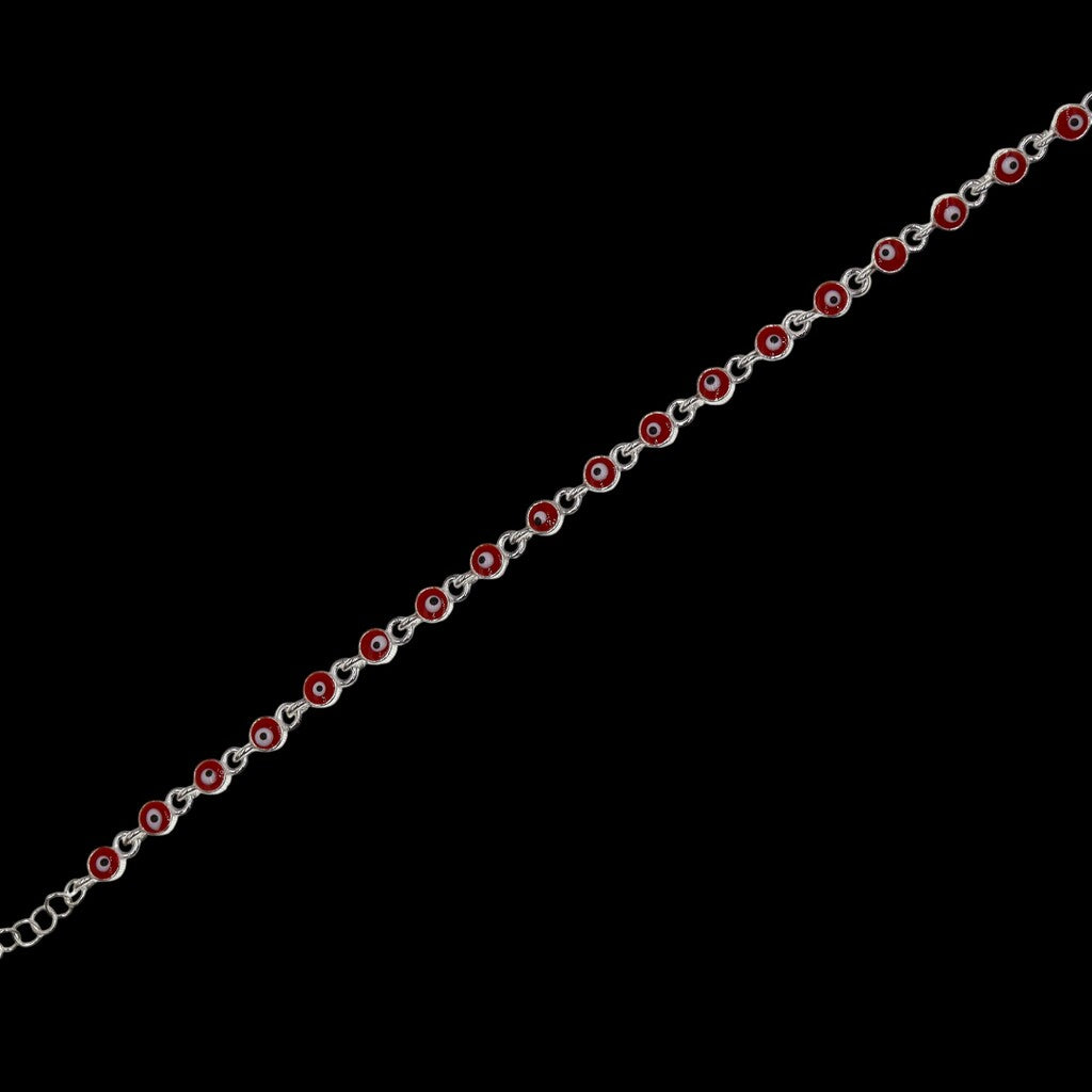 Pulso Ojo Turco Rojo De Plata .925 20.5 cm