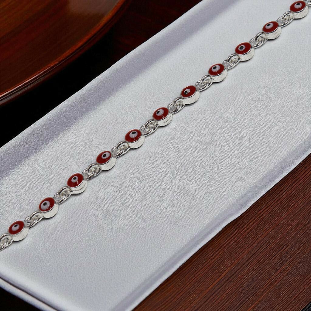 Pulso Ojo Turco Rojo De Plata .925 20.5 cm
