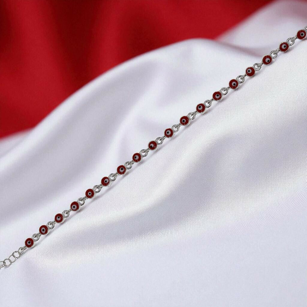 Pulso Ojo Turco Rojo De Plata .925 20.5 cm