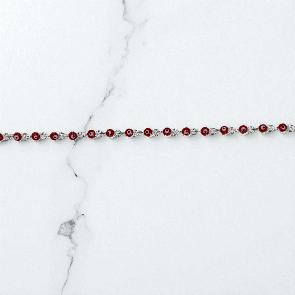 Pulso Ojo Turco Rojo De Plata .925 20.5 cm