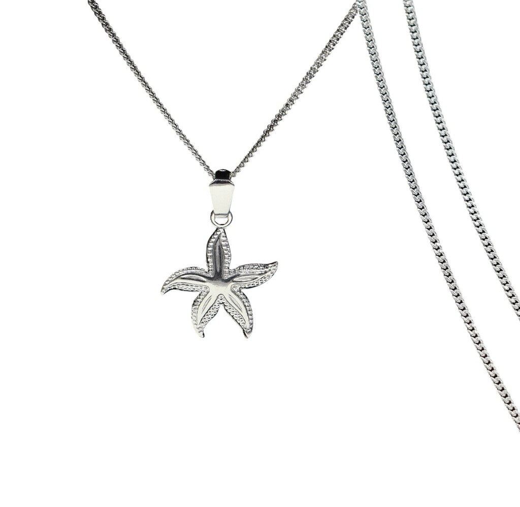 Dije Estrella De Mar Chica + Cadena En Plata .925