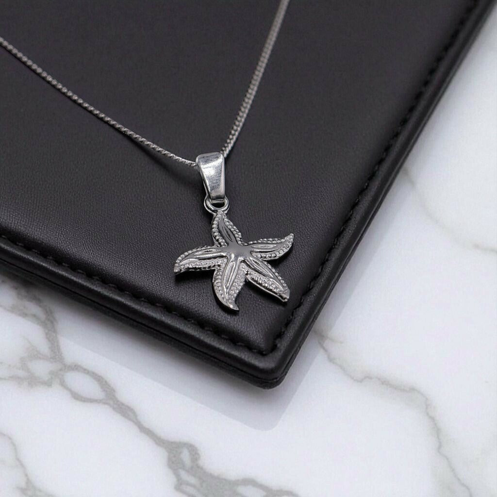 Dije Estrella De Mar Chica + Cadena En Plata .925