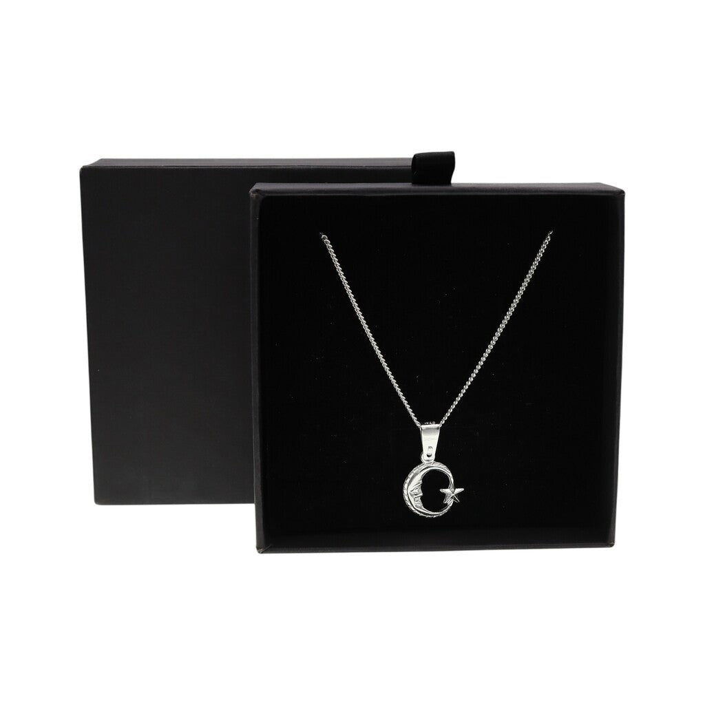 Dije Luna/Estrella + Cadena En Plata .925