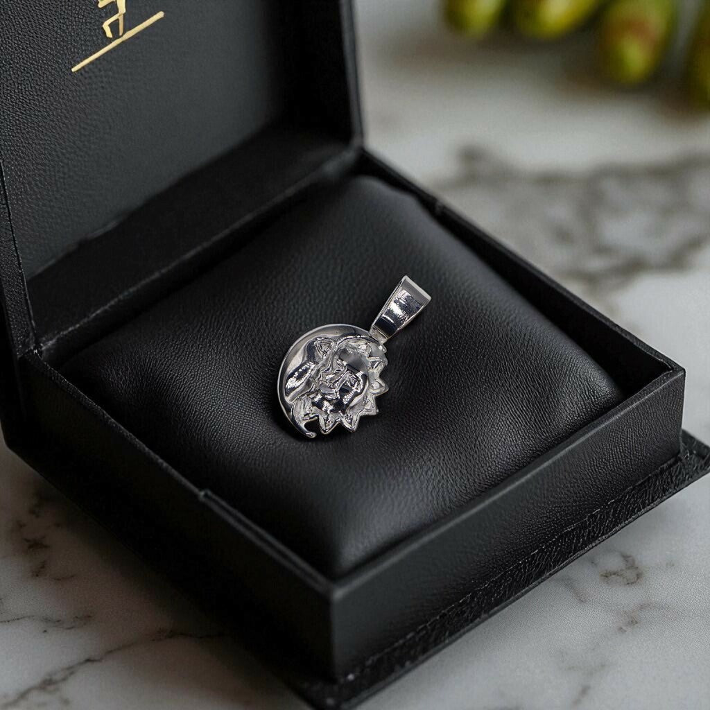 Dije De Luna/sol + Cadena En Plata .925