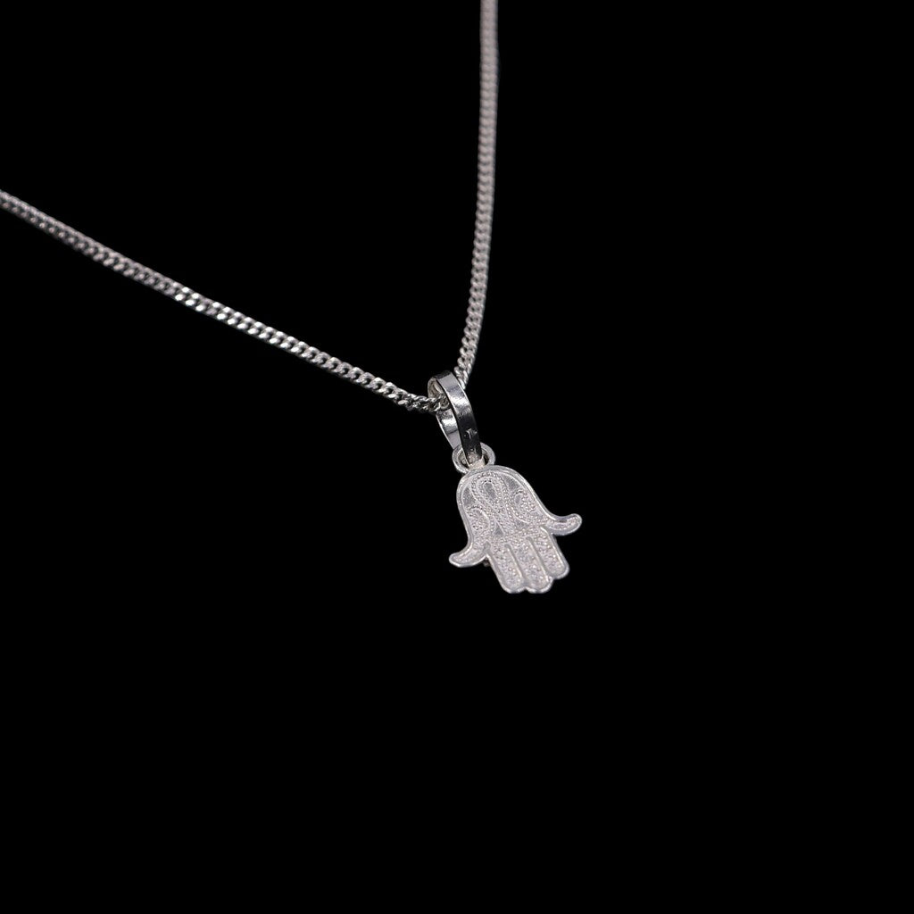 Dije Mano De Fatima Chica + Cadena Plata .925