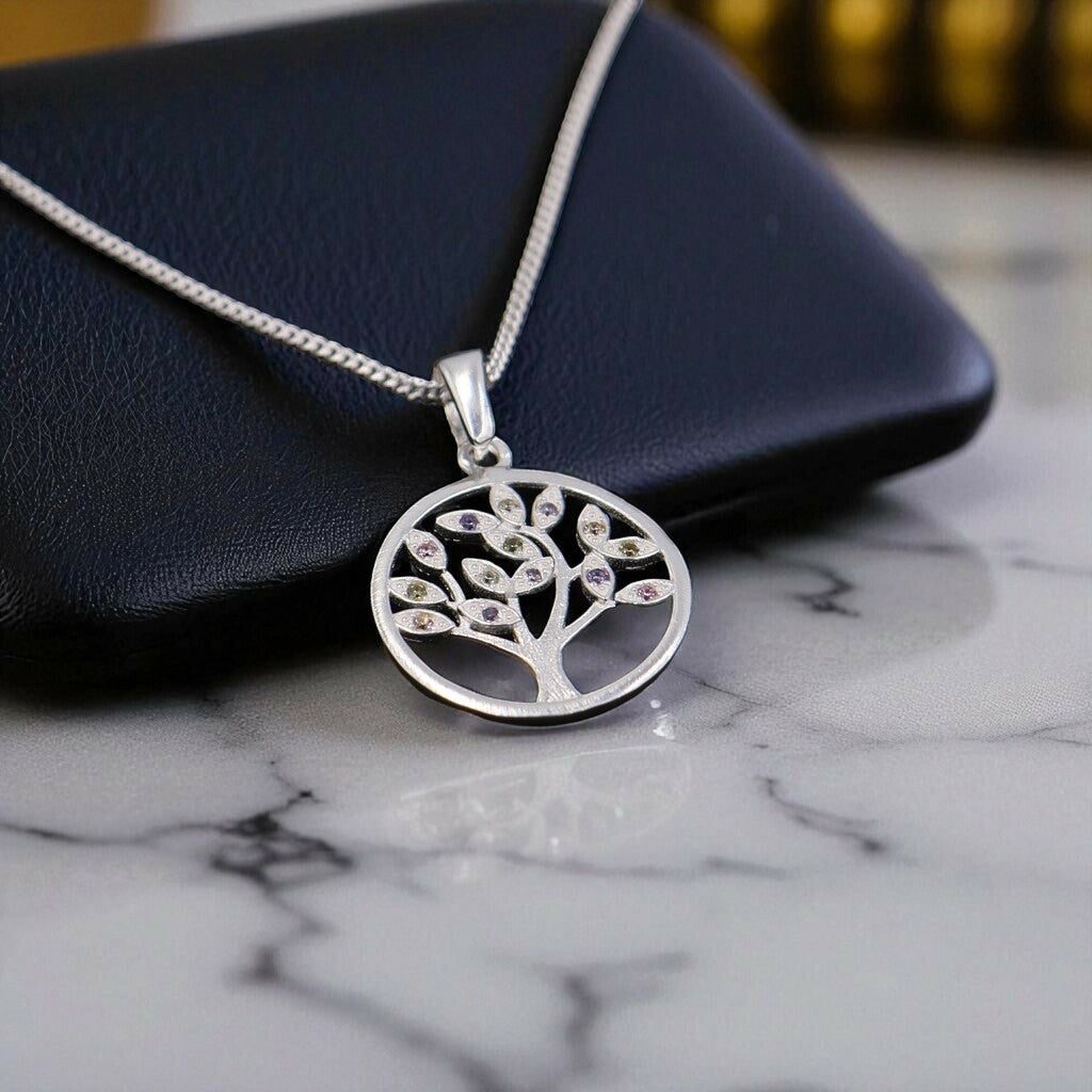 Dije Arbol De La Vida + Cadena En Plata .925