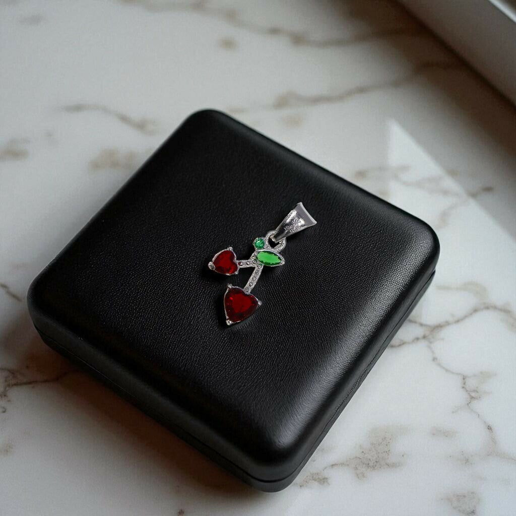 Dije De Cerezas + Cadena En Plata .925
