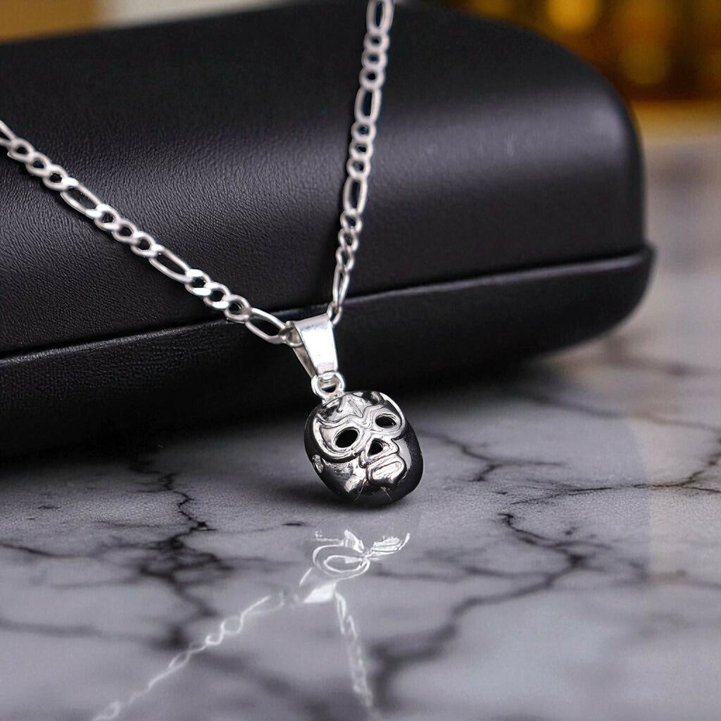 Dije Mascara Luchador + Cadena En Plata .925