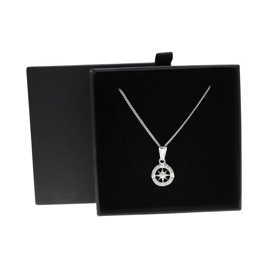 Dije Rosa Nautica + Cadena En Plata .925