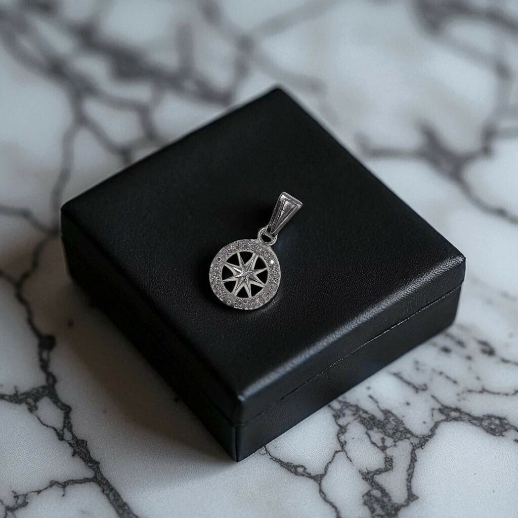 Dije Rosa Nautica + Cadena En Plata .925