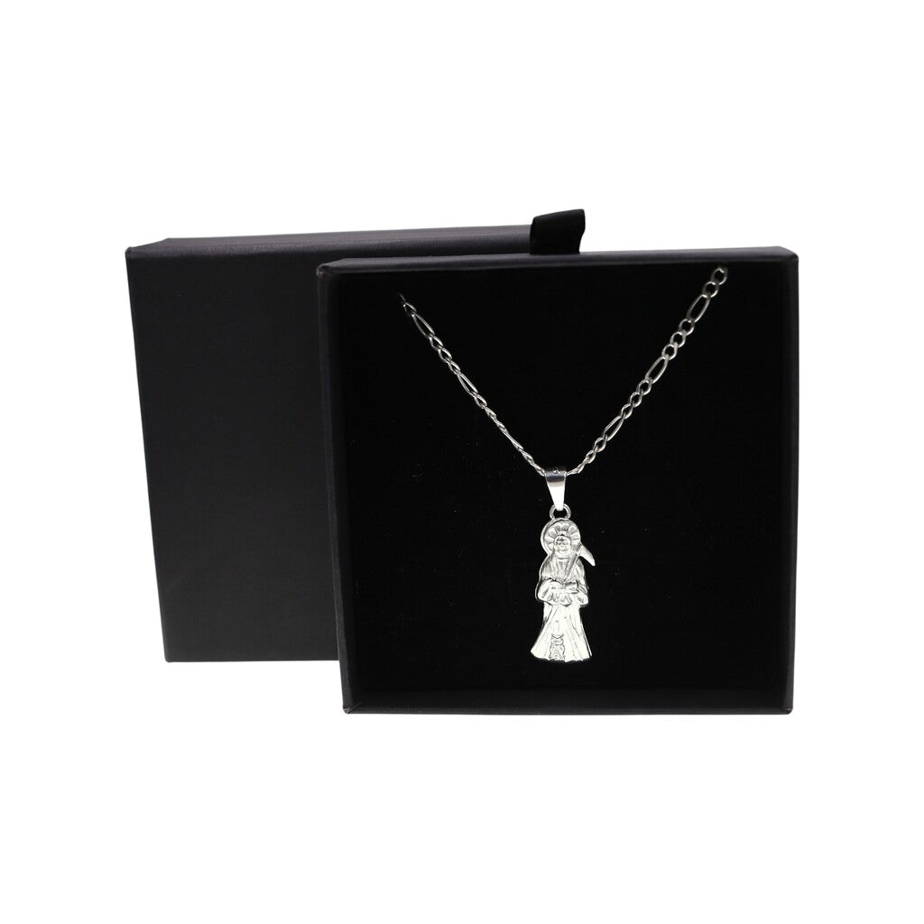 Dije Santa Muerte + Cadena En Plata .925