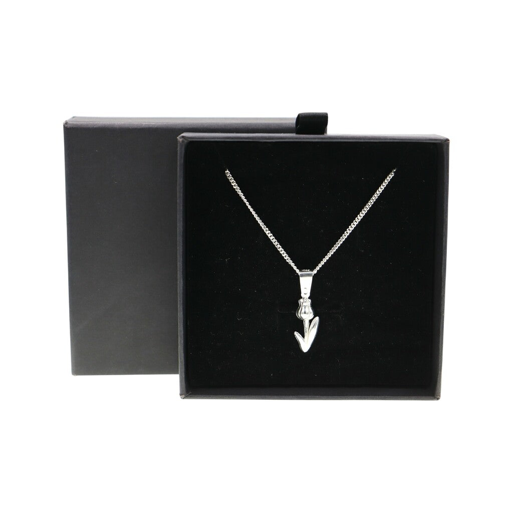 Dije De Tulipan + Cadena En Plata .925