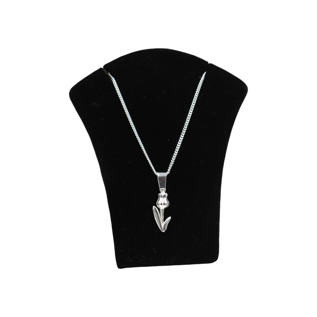 Dije De Tulipan + Cadena En Plata .925