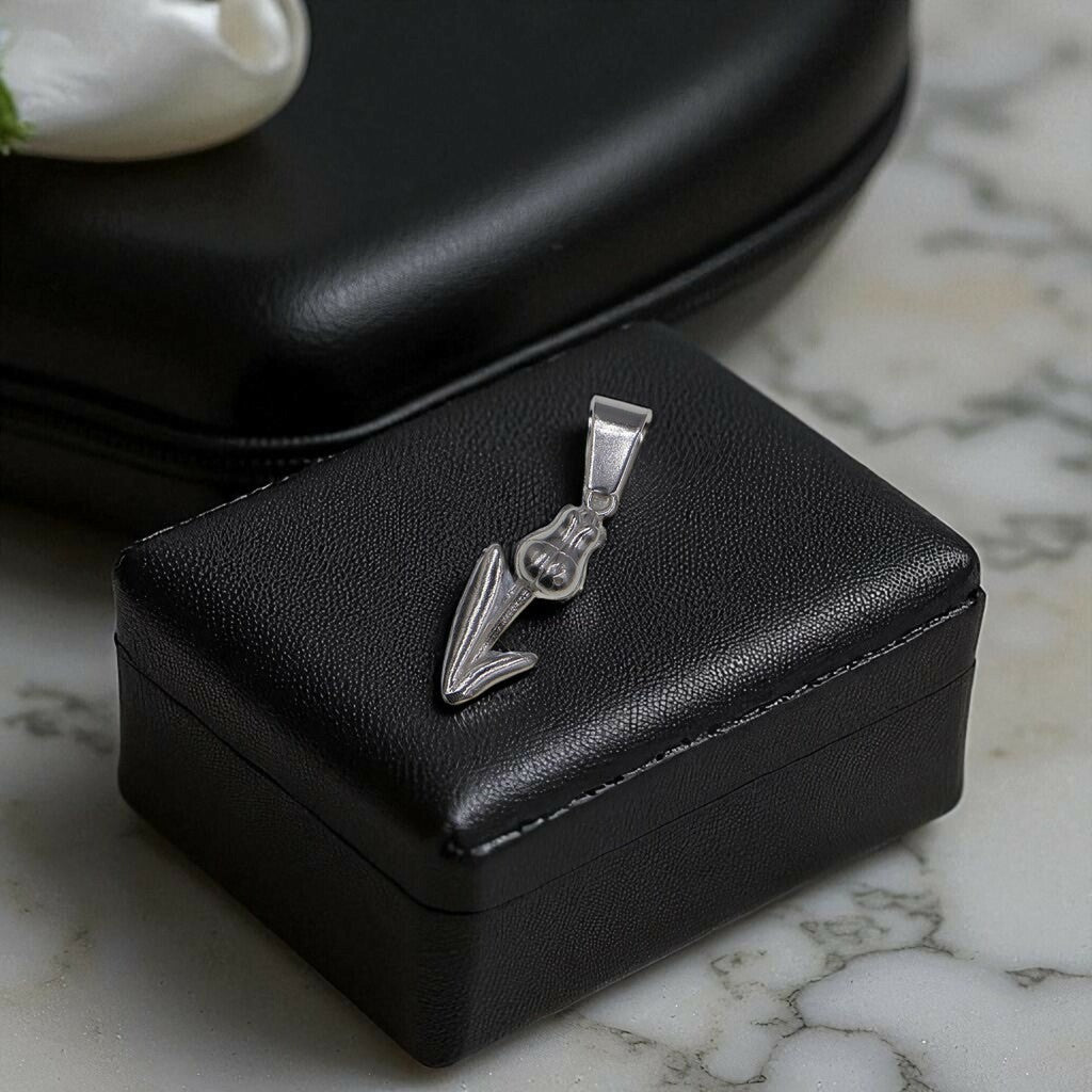 Dije De Tulipan + Cadena En Plata .925