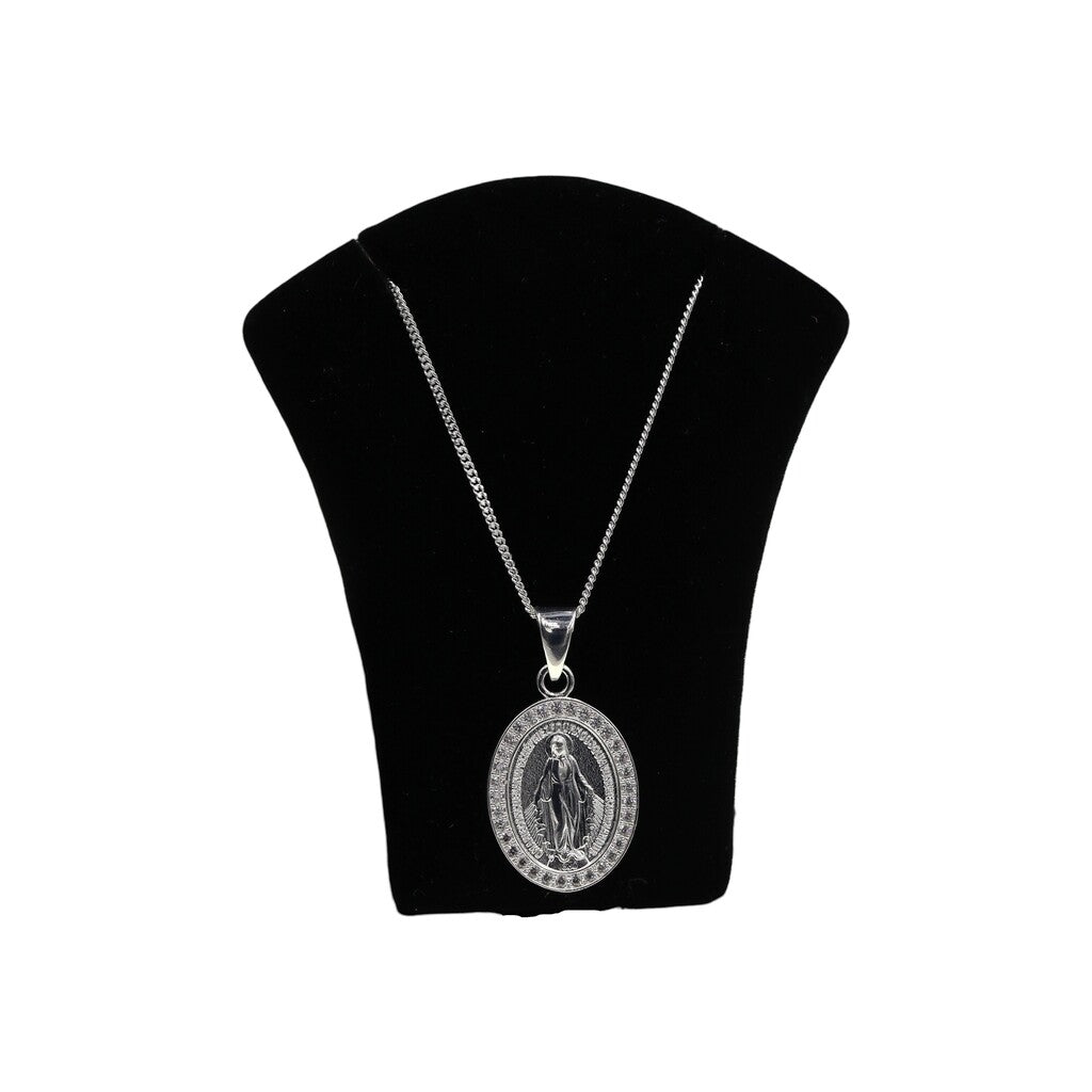 Dije De Virgen + Cadena En Plata .925