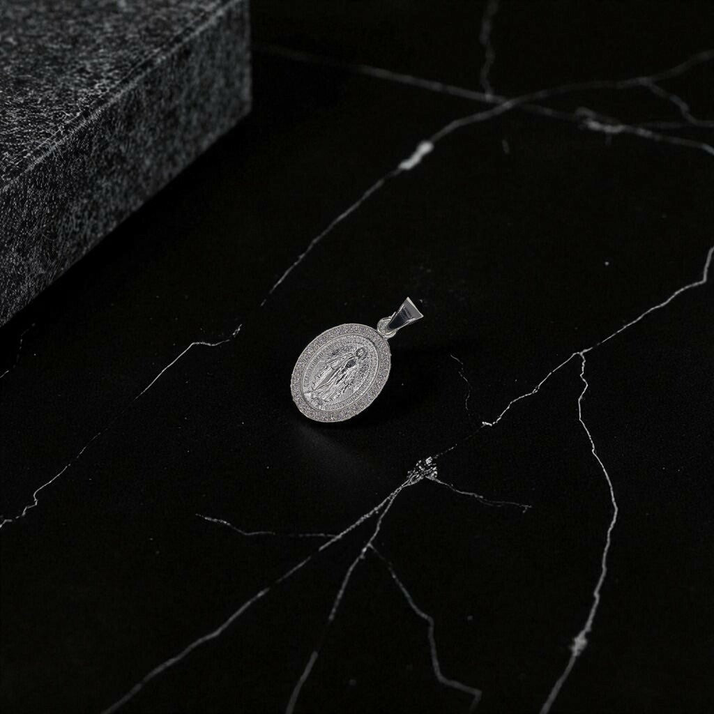 Dije De Virgen + Cadena En Plata .925