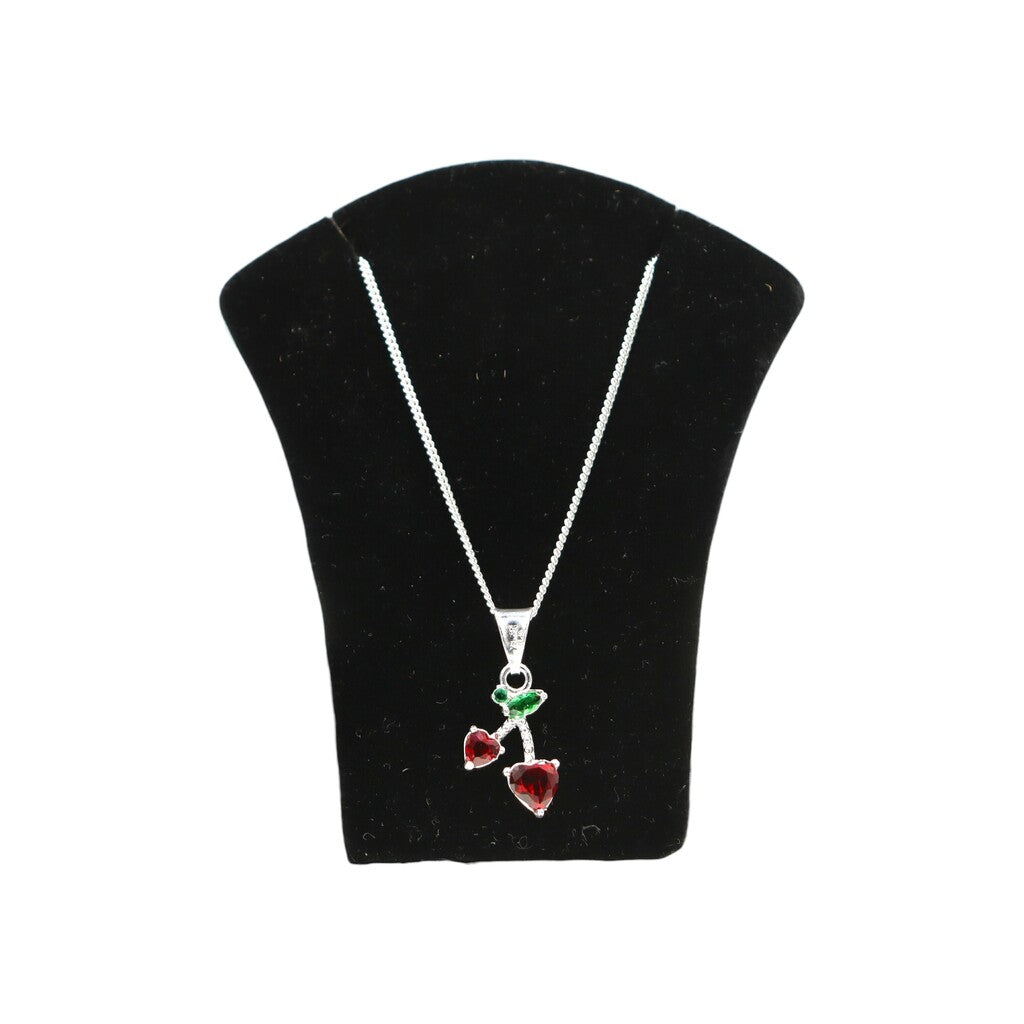 Dije De Cerezas + Cadena En Plata .925