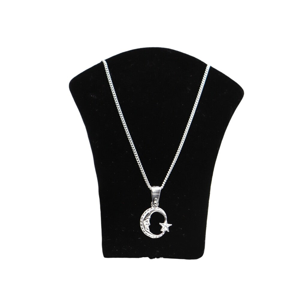 Dije Luna/Estrella + Cadena En Plata .925
