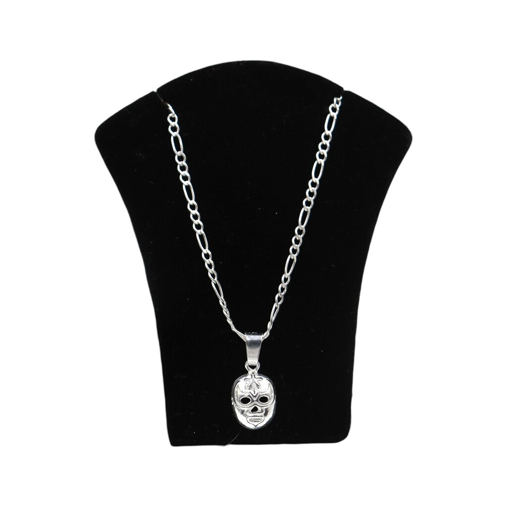 Dije Mascara Luchador + Cadena En Plata .925