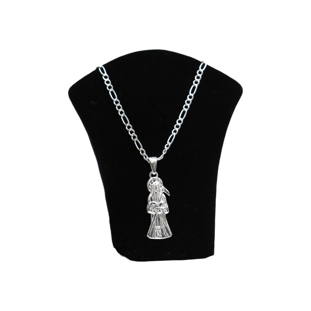 Dije Santa Muerte + Cadena En Plata .925