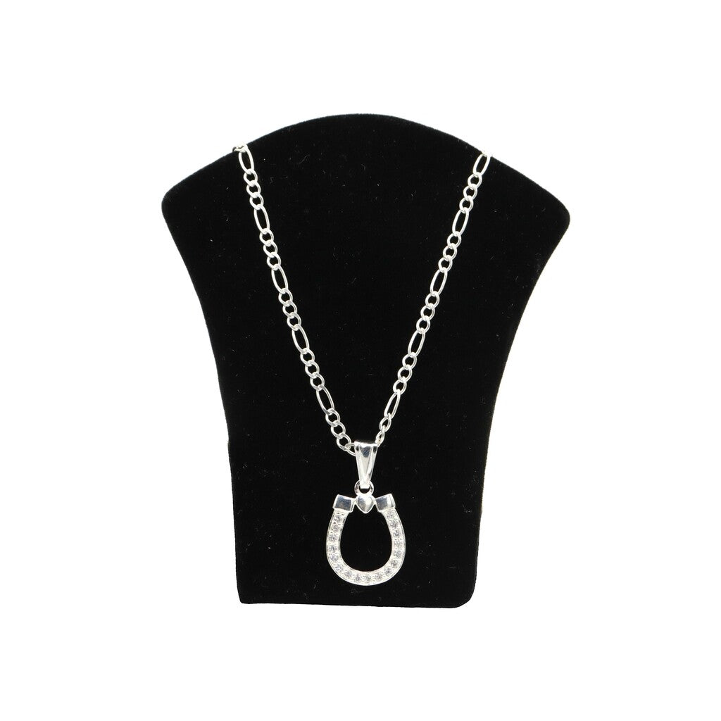 Dije Herradura Blanca + Cadena en Plata .925