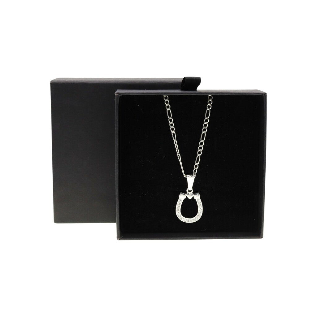 Dije Herradura Blanca + Cadena en Plata .925