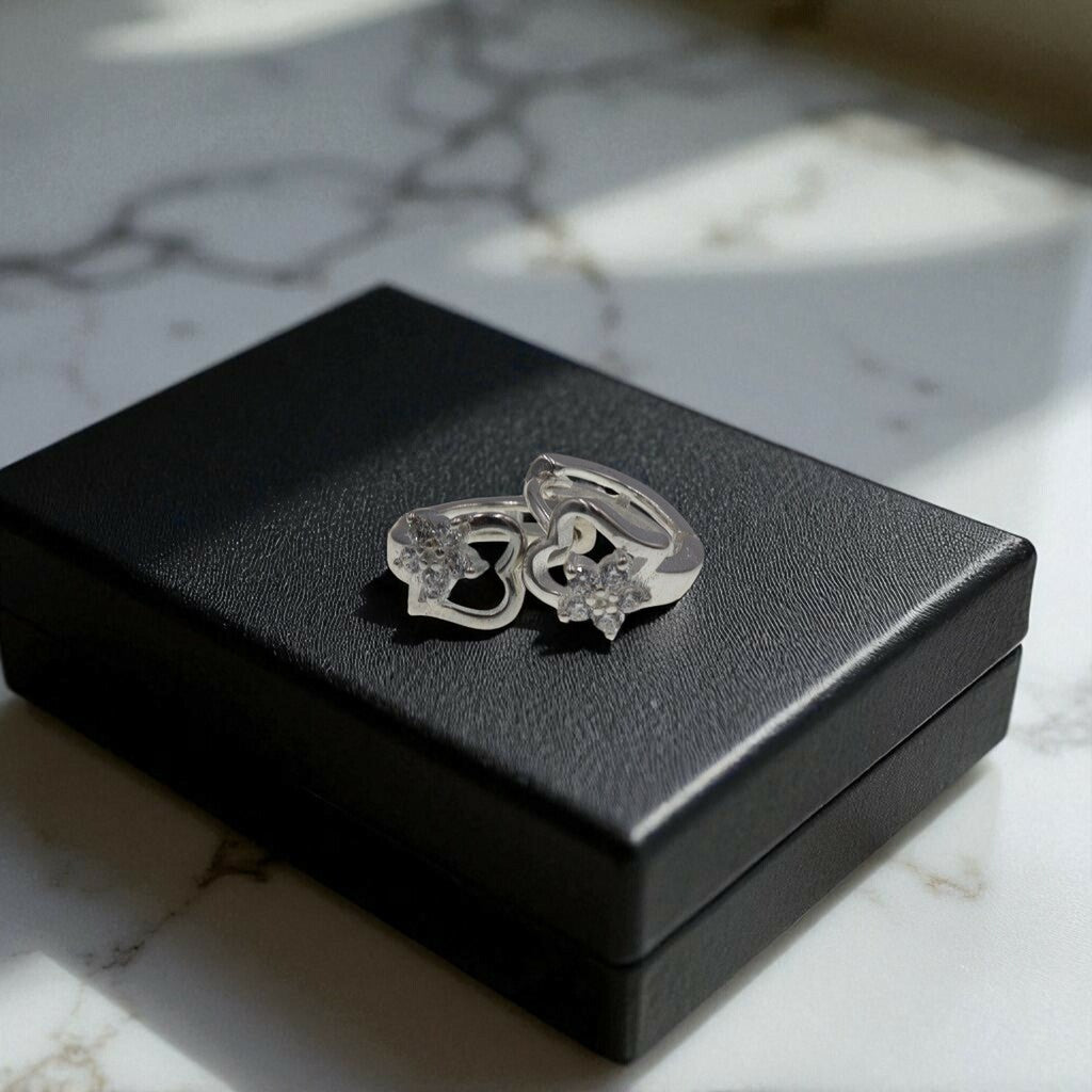 Arracadas Huggies Corazon Estrella de Plata .925