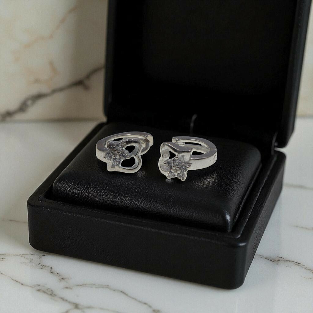 Arracadas Huggies Corazon Estrella de Plata .925