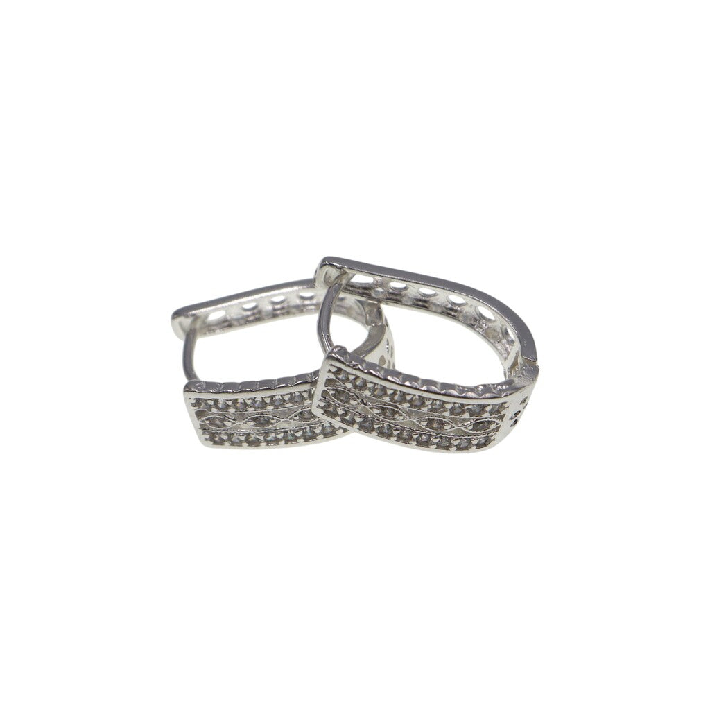 Arracadas Huggies Blanca Grande de Plata .925