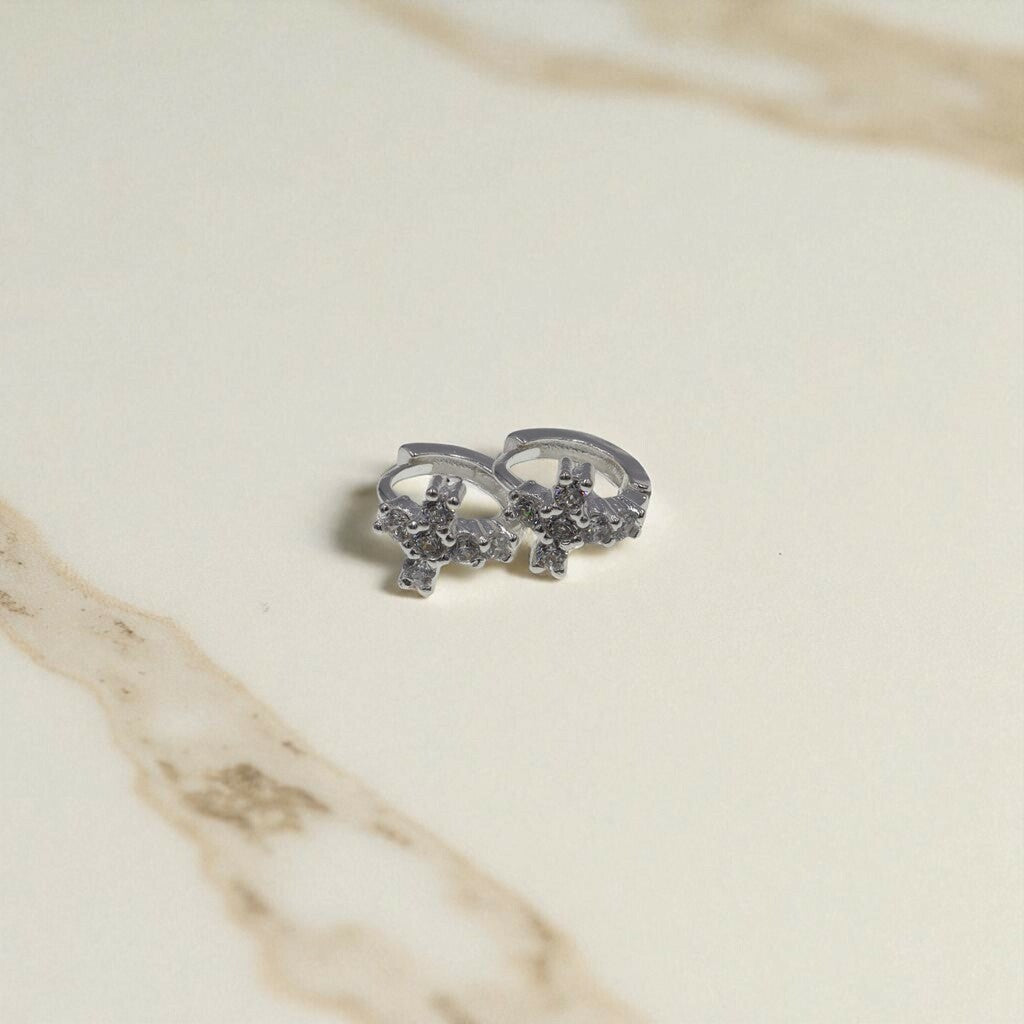 Arracadas Huggies Cruz de Plata .925