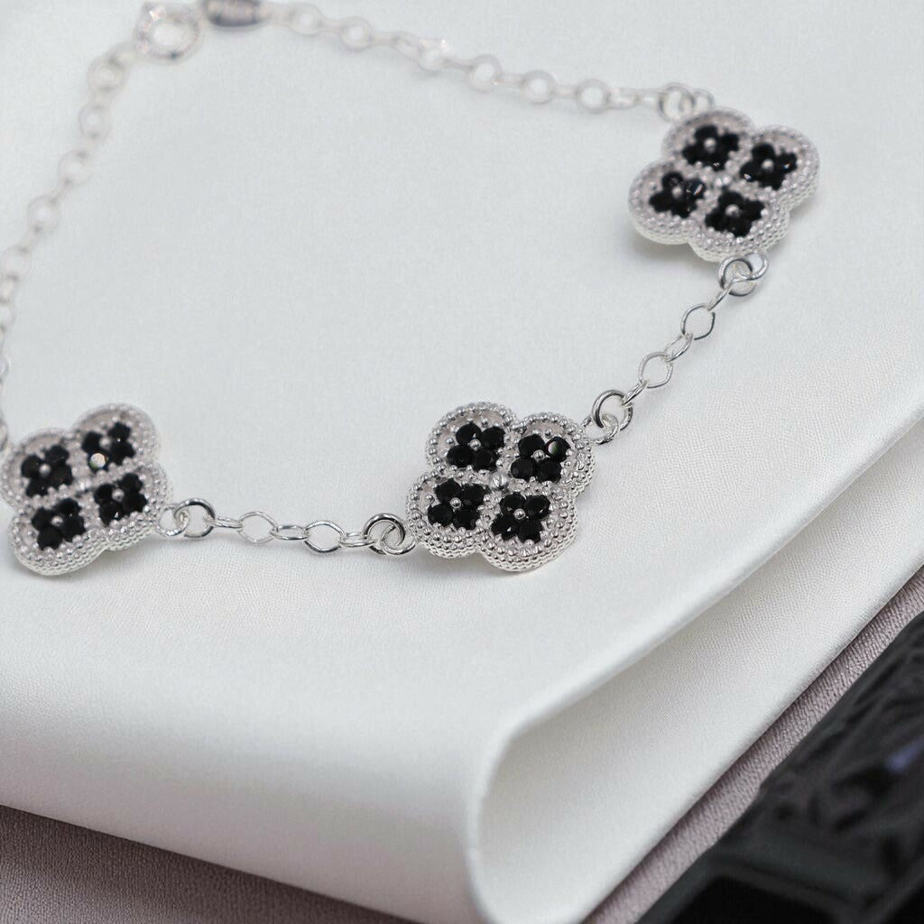 Pulso De Plata .925 Estilo Trebol Grande