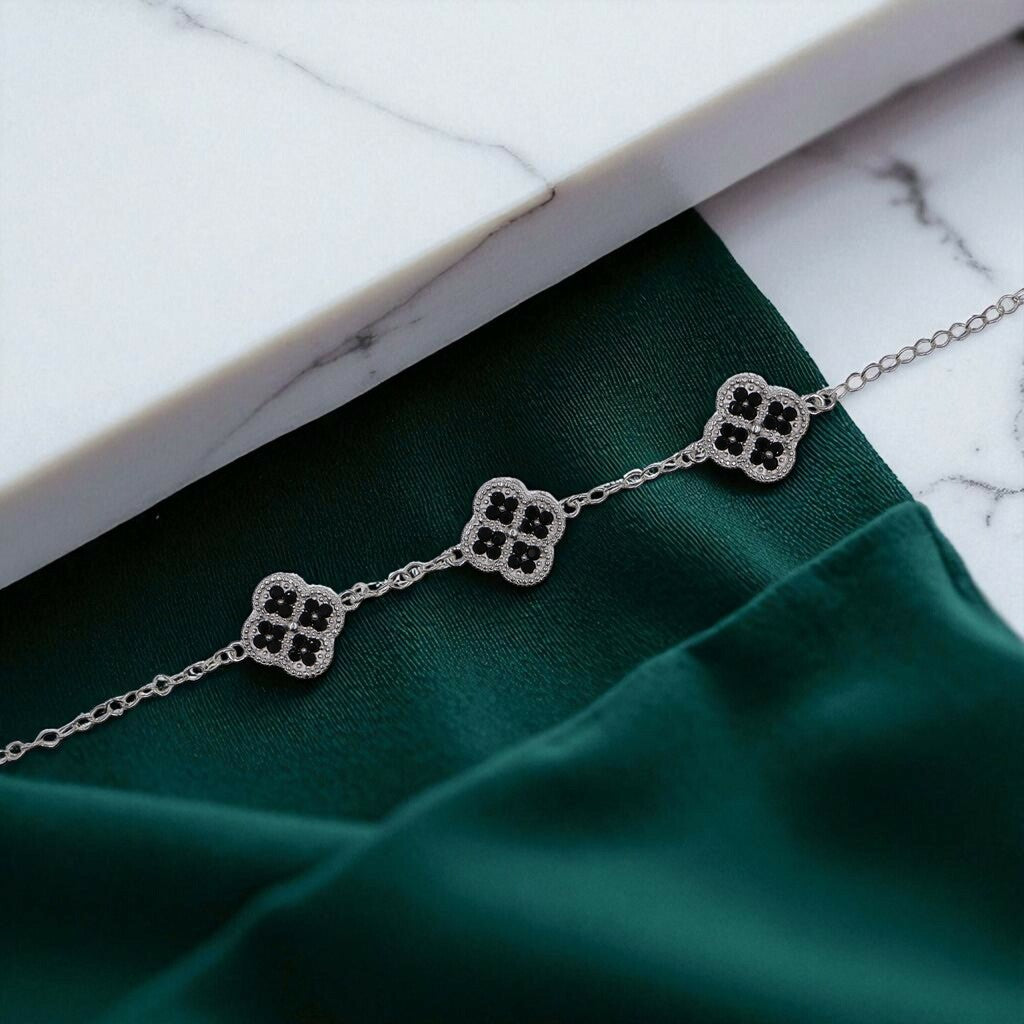 Pulso De Plata .925 Estilo Trebol Grande