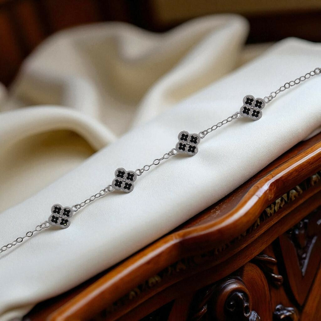 Pulso De Plata .925 Estilo Trebol Chico