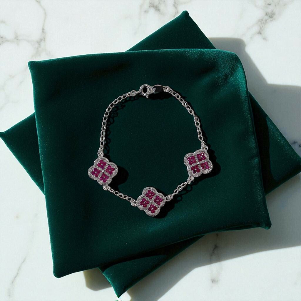 Pulso De Plata .925 Estilo Trebol Grande