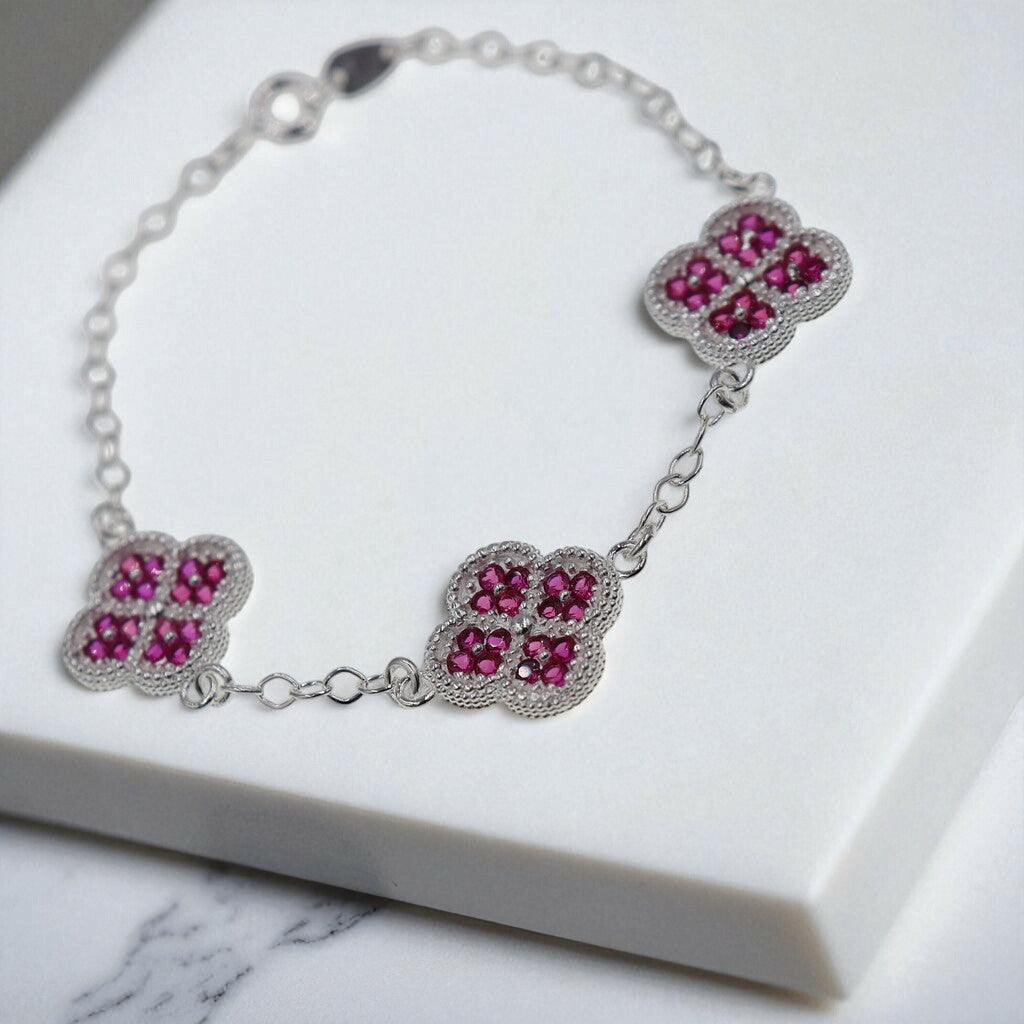 Pulso De Plata .925 Estilo Trebol Grande